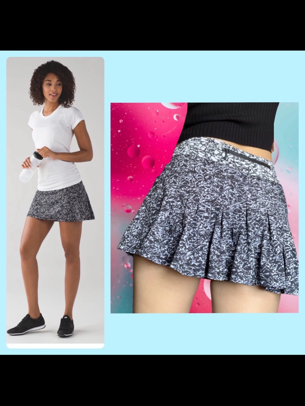 Lululemon Circuit Breaker Skirt Black & White Iced Wave size 2